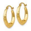 10K Textured Hollow Hoop Earrings