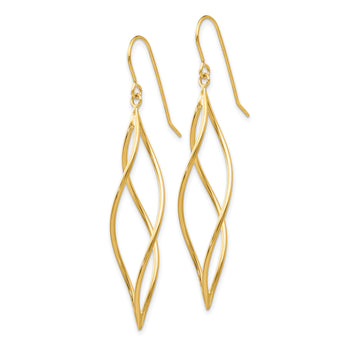 10k Polished Long Twisted Dangle Earrings