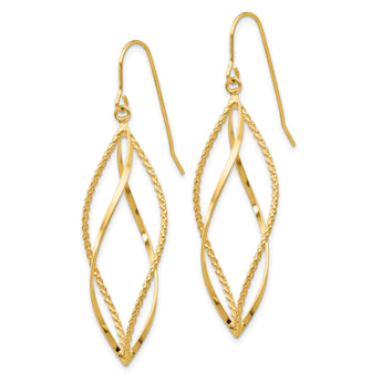 10k Polished and Textured Twisted Dangle Earrings