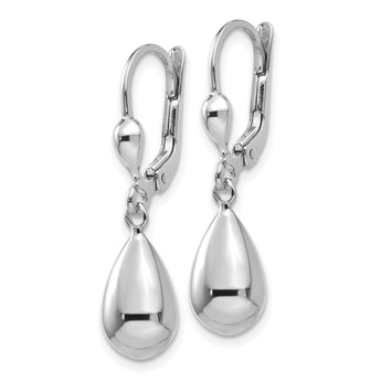 10k White Gold Polished Dangle Leverback Earrings