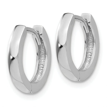 10k White Gold Round Hinged Hoop Earrings