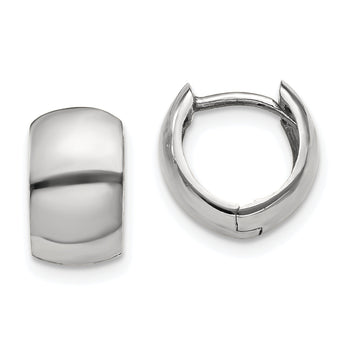 10k White Gold Round Hinged Hoop Earrings