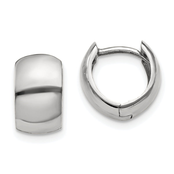 10k White Gold Round Hinged Hoop Earrings