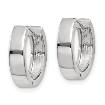 10k White Gold Round Hinged Hoop Earrings