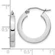 10k White Gold 3mm Polished Square Tube Hoop Earrings