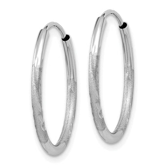 10k White Gold 1.5mm Diamond-cut Endless Hoop Earrings