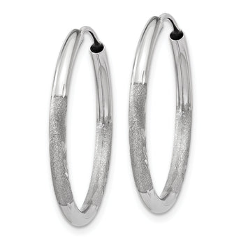 10k White Gold 2mm Diamond-cut Endless Hoop Earrings