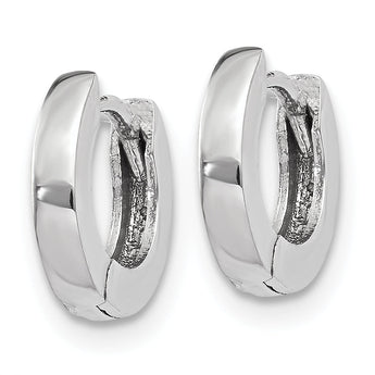 10k White Gold Polished Round Hinged Hoop Earrings