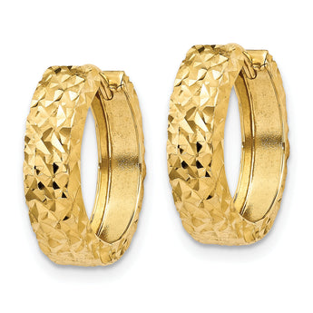 10k Diamond-cut Hinged Hoop Earrings