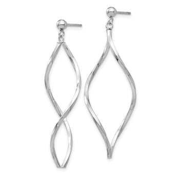10k White Gold Twisted Post Dangle Earrings