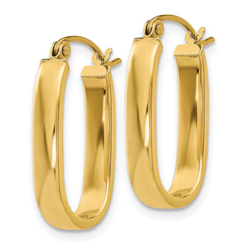 10K Polished 3.5mm Oval Hoop Earrings