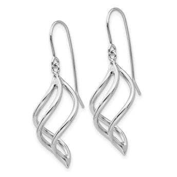 10k White Gold Swirl Dangle Earrings