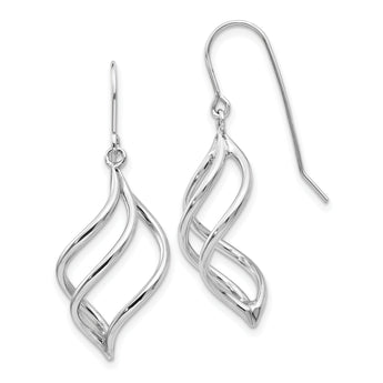 10k White Gold Swirl Dangle Earrings