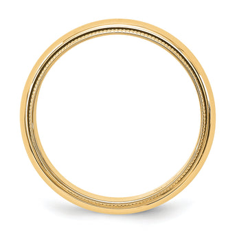 10k Yellow Gold 5mm Milgrain Half Round Wedding Band Size 4