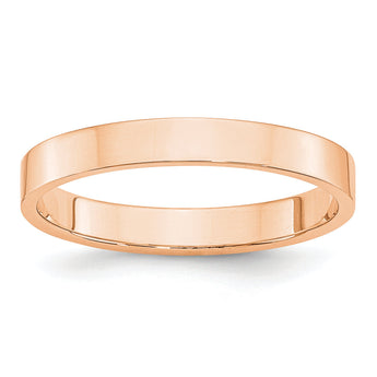 10k Rose Gold 3mm Lightweight Flat Wedding Band Size 14