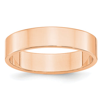 10k Rose Gold 5mm Lightweight Flat Wedding Band Size 14