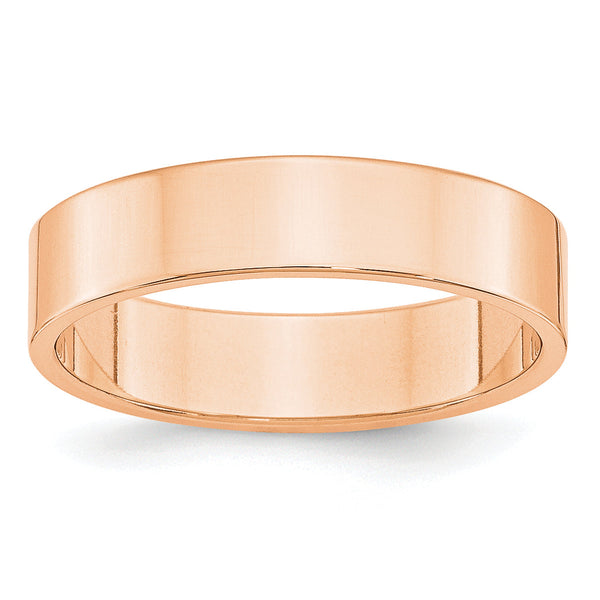 10k Rose Gold 5mm Lightweight Flat Wedding Band Size 14