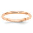 10k Rose Gold 2mm Half Round Wedding Band Size 14