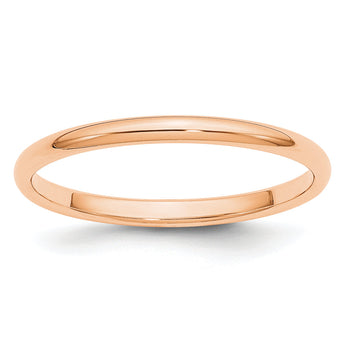 10k Rose Gold 2mm Half Round Wedding Band Size 14