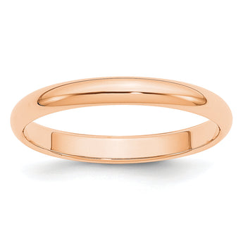 10k Rose Gold 3mm Half Round Wedding Band Size 14