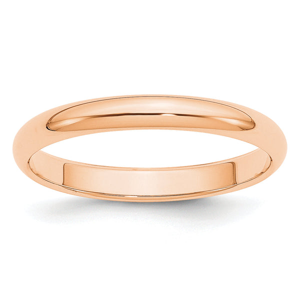 10k Rose Gold 3mm Half Round Wedding Band Size 14