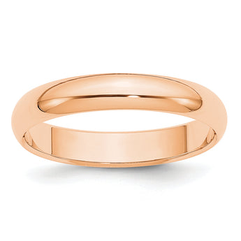 10k Rose Gold 4mm Half Round Wedding Band Size 14