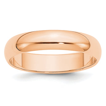10k Rose Gold 5mm Half Round Wedding Band Size 14