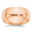 10k Rose Gold 8mm Half Round Wedding Band Size 14
