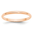10k Rose Gold 2mm Lightweight Half Round Wedding Band Size 14