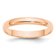 10k Rose Gold 3mm Lightweight Half Round Wedding Band Size 14