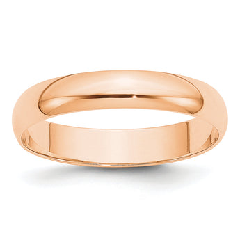 10k Rose Gold 4mm Lightweight Half Round Wedding Band Size 14