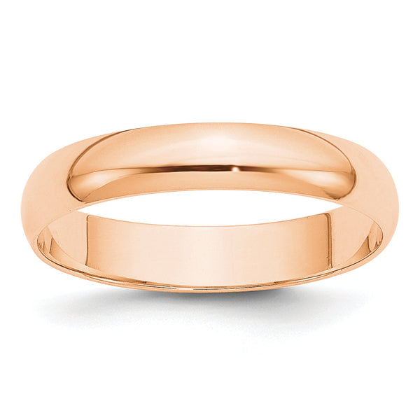 10k Rose Gold 4mm Lightweight Half Round Wedding Band Size 14