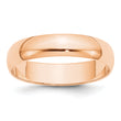 10k Rose Gold 5mm Lightweight Half Round Wedding Band Size 14