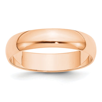 10k Rose Gold 5mm Lightweight Half Round Wedding Band Size 14