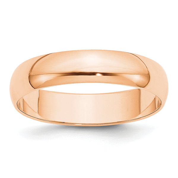 10k Rose Gold 5mm Lightweight Half Round Wedding Band Size 14