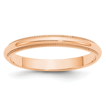 10k Rose Gold 3mm Milgrain Half Round Wedding Band Size 14