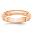 10k Rose Gold 4mm Milgrain Half Round Wedding Band Size 14