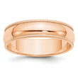 10k Rose Gold 6mm Milgrain Half Round Wedding Band Size 14