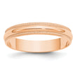 10k Rose Gold 4mm Lightweight Milgrain Half Round Wedding Band Size 14