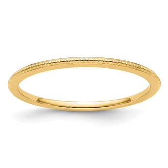 10K Yellow Gold 1.2mm Beaded Stackable Band Size 10