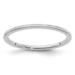 10K White Gold 1.2mm Milgrain Stackable Band Size 10