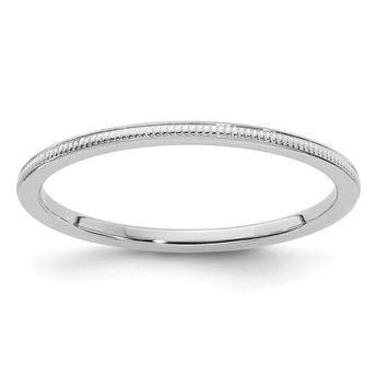 10K White Gold 1.2mm Milgrain Stackable Band Size 10