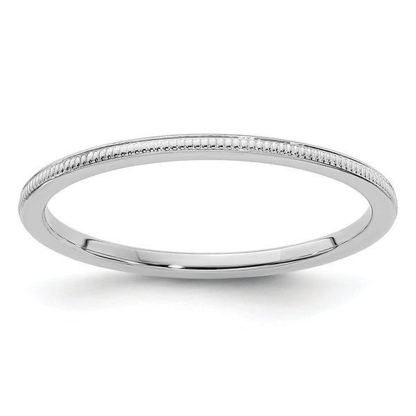 10K White Gold 1.2mm Milgrain Stackable Band Size 10