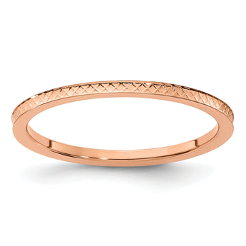 10K Rose Gold 1.2mm Criss-Cross Pattern Stackable Band Size 10