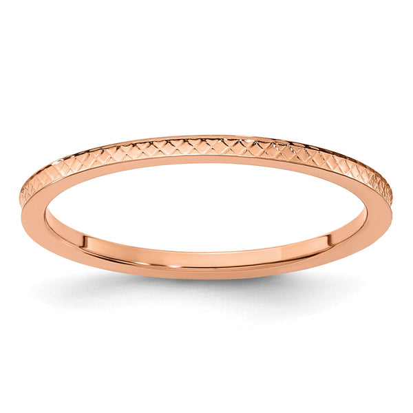 10K Rose Gold 1.2mm Criss-Cross Pattern Stackable Band Size 10