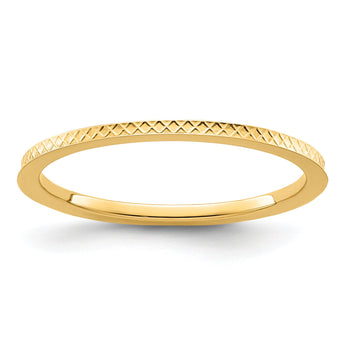 10K Yellow Gold 1.2mm Criss-Cross Pattern Stackable Band Size 10