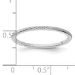 10K White Gold 1.2mm Twisted Wire Pattern Stackable Band Size 4