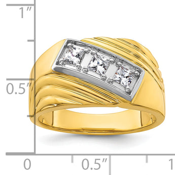 14k with White Rhodium Men's Complete Lab Grown Diamond Ring - Sophia Jewelers