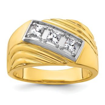 14k with White Rhodium Men's Complete Lab Grown Diamond Ring - Sophia Jewelers