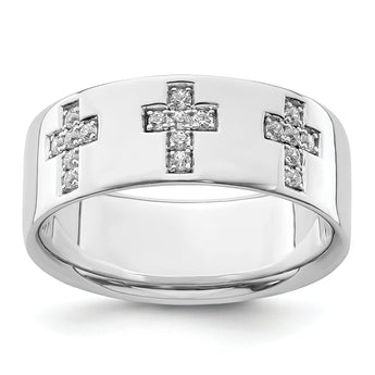 14k White Gold Men's Complete Lab Grown VS/SI FGH Dia Cross Ring - Sophia Jewelers
